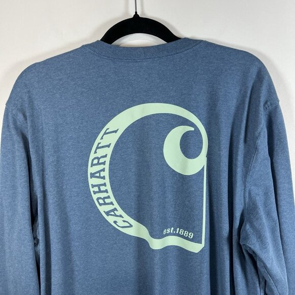 Carhartt Shirt Mens Size XL Blue Loose Fit Utility Work Pocket Long Sleeve Work - Picture 8 of 9